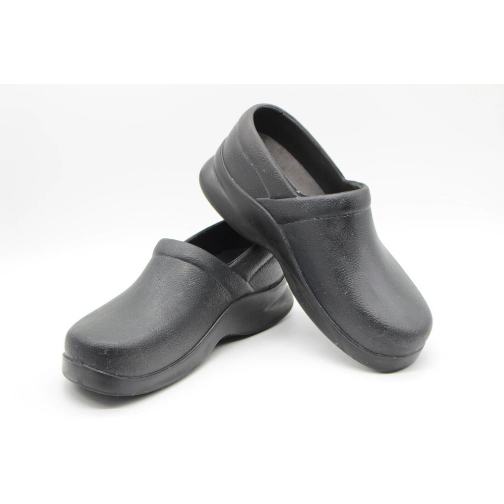 Klogs Womens Bistro Clogs Black Rubber Slip Resistant Shoes Slip On Size 8